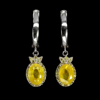 Сережки. Натуральний сапфір жовтий. Срібло 925. С6126