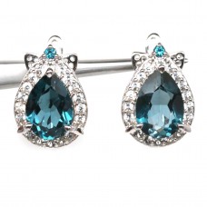 Сережки. Натуральний топаз лондон. Срібло 925. С6138