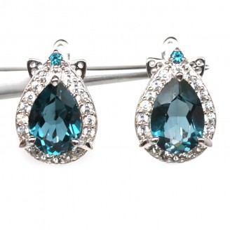 Сережки. Натуральний топаз лондон. Срібло 925. С6138