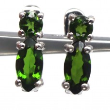 Сережки. Натуральний хром діопсид. Срібло 925. С6141