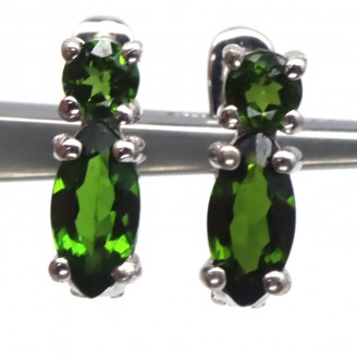 Сережки. Натуральний хром діопсид. Срібло 925. С6141