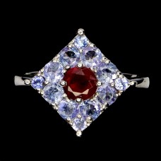 Каблучка. Натуральний рубін і танзаніт. Срібло 925. К6147