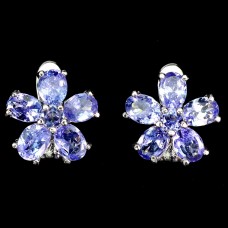 Сережки. Натуральний танзаніт. Срібло 925. С6151