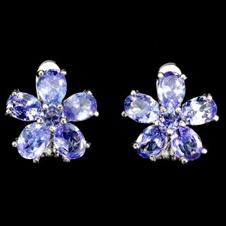 Сережки. Натуральний танзаніт. Срібло 925. С6151