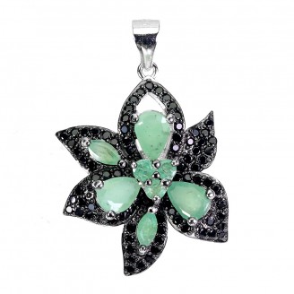 Підвіска. Натуральний смарагд і шпінель. Срібло 925. П6154