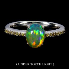 Каблучка. Натуральний опал і сапфір. Срібло 925. К6157