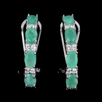 Сережки. Натуральний смарагд. Срібло 925. С6161