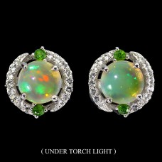 Сережки. Натуральний опал, хром діопсид і топаз. Срібло 925. С6165