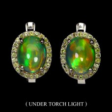 Сережки. Натуральний опал і сапфір. Срібло 925. С6167