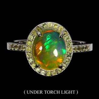 Каблучка. Натуральний опал і сапфір. Срібло 925. К6172