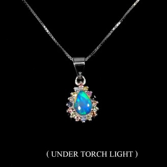 Підвіска. Натуральний опал і сапфір. Срібло 925. П6174