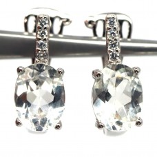 Сережки. Натуральний топаз білий. Срібло 925. С6177