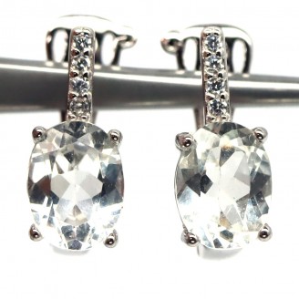 Сережки. Натуральний топаз білий. Срібло 925. С6177