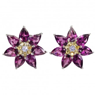 Сережки. Натуральний аквамарин, сапфір і танзаніт. Срібло 925. С6180