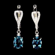 Сережки. Натуральний топаз Лондон. Срібло 925. С6182