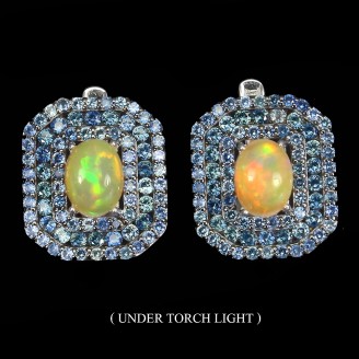 Сережки. Натуральний опал і сапфір. Срібло 925. С6183