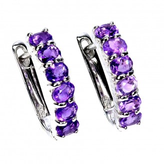 Сережки. Натуральний аметист. Срібло 925. С6189