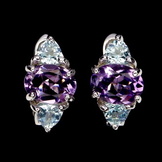 Сережки. Натуральний аметист і топаз. Срібло 925. С6191