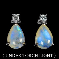 Сережки. Натуральний місячний камінь і аквамарин. Срібло 925. С6192