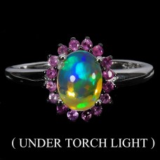 Каблучка. Натуральний опал і сапфір. Срібло 925. К6195