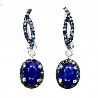 Сережки. Натуральний сапфір. Срібло 925. С6199