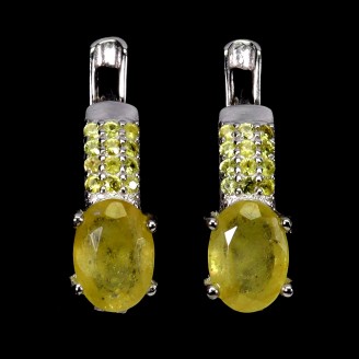 Сережки. Натуральний сапфір жовтий. Срібло 925. С6202