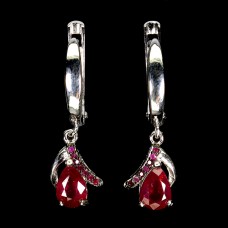 Сережки. Натуральний рубін. Срібло 925. С6204