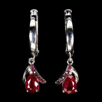 Сережки. Натуральний рубін. Срібло 925. С6204