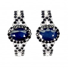 Сережки. Натуральний сапфір і шпінель. Срібло 925. С6207