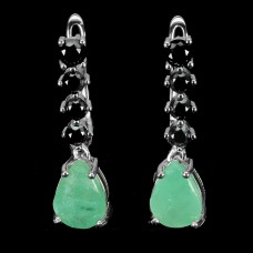 Сережки. Натуральний смарагд і шпінель. Срібло 925. С6218