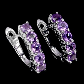 Сережки. Натуральний аметист. Срібло 925. С6219