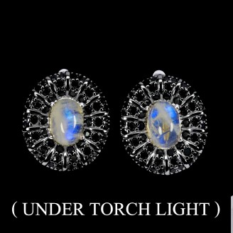 Сережки. Натуральний місячний камінь і шпінель. Срібло 925. С6226