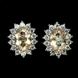 Сережки. Натуральний морганіт. Срібло 925. С6227