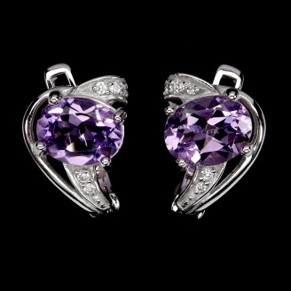 Сережки. Натуральний аметист. Срібло 925. С6228