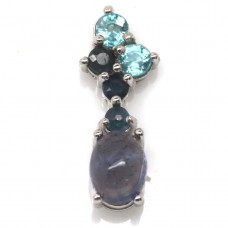Підвіска. Натуральний іоліт, циркон і сапфір. Срібло 925. П6259
