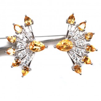 Сережки. Натуральний цитрин. Срібло 925. С6270