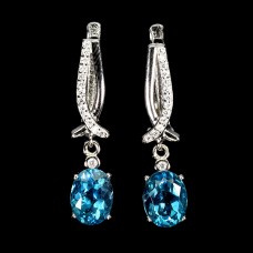 Сережки. Натуральний топаз лондон. Срібло 925. С6281