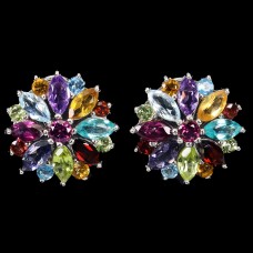 Сережки. Натуральний мультиколор. Срібло 925. С6291