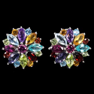 Сережки. Натуральний мультиколор. Срібло 925. С6291