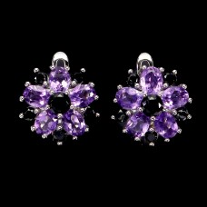 Сережки. Натуральний аметист і шпінель. Срібло 925. С6310