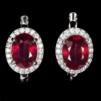 Сережки. Натуральний рубін. Срібло 925. С6311