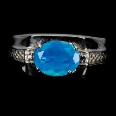 Каблучка. Натуральний опал і сапфір. Срібло 925. К6320