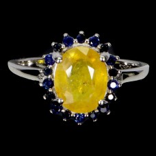 Каблучка. Натуральний сапфір жовтий і сапфір синій. Срібло 925. К6321