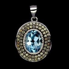 Підвіска. Натуральний топаз і сапфір. Срібло 925. П6325