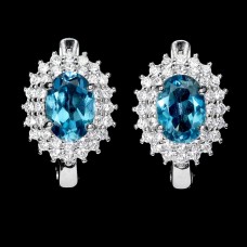 Сережки. Натуральний топаз лондон. Срібло 925. С6326