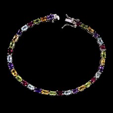 Браслет. Натуральний перидот, аметист, цитрин, гранат родоліт і топаз. Срібло 925. Б6327