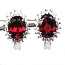 Сережки. Натуральний гранат. Срібло 925. С6338