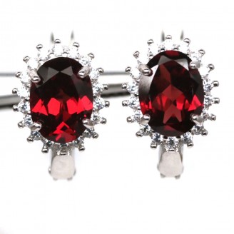 Сережки. Натуральний гранат. Срібло 925. С6338