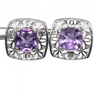 Сережки. Натуральний аметист. Срібло 925. С6339