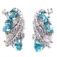 Сережки. Натуральний циркон і топаз. Срібло 925. С6342